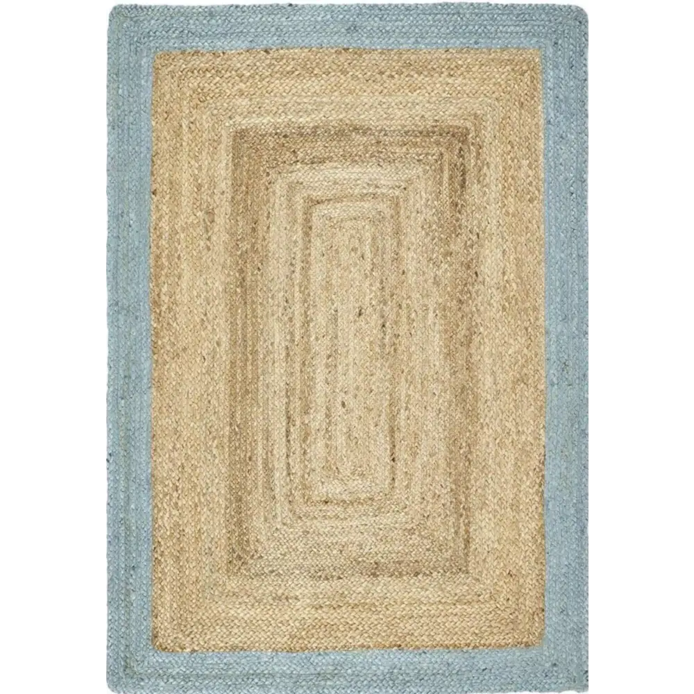 Bordered Duck Egg Blue Jute Rug - 120X170 cm - Rugs