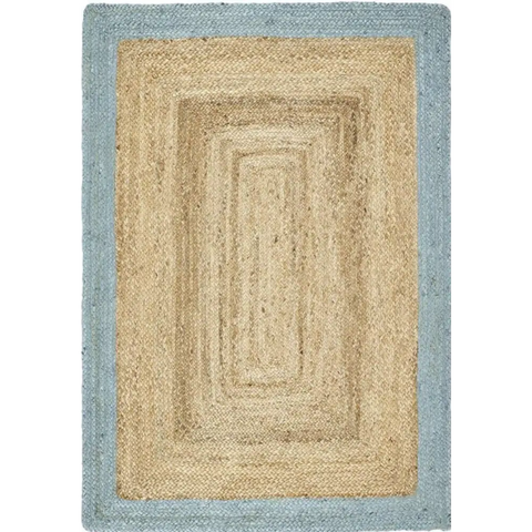 Bordered Duck Egg Blue Jute Rug - 120X170 cm - Rugs
