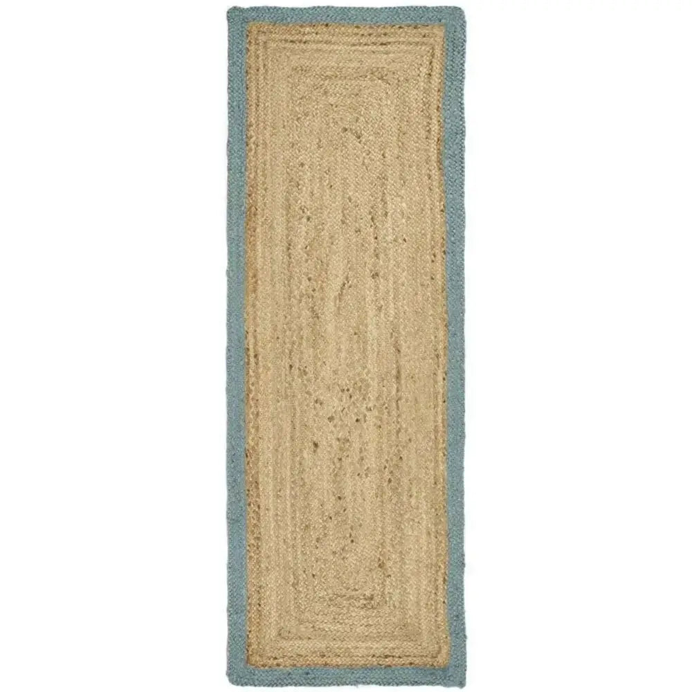 Bordered Duck Egg Blue Jute Rug - 67X200 cm - Rugs