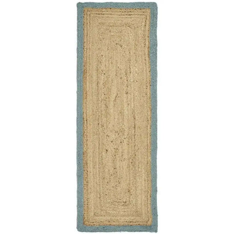 Bordered Duck Egg Blue Jute Rug - 67X200 cm - Rugs