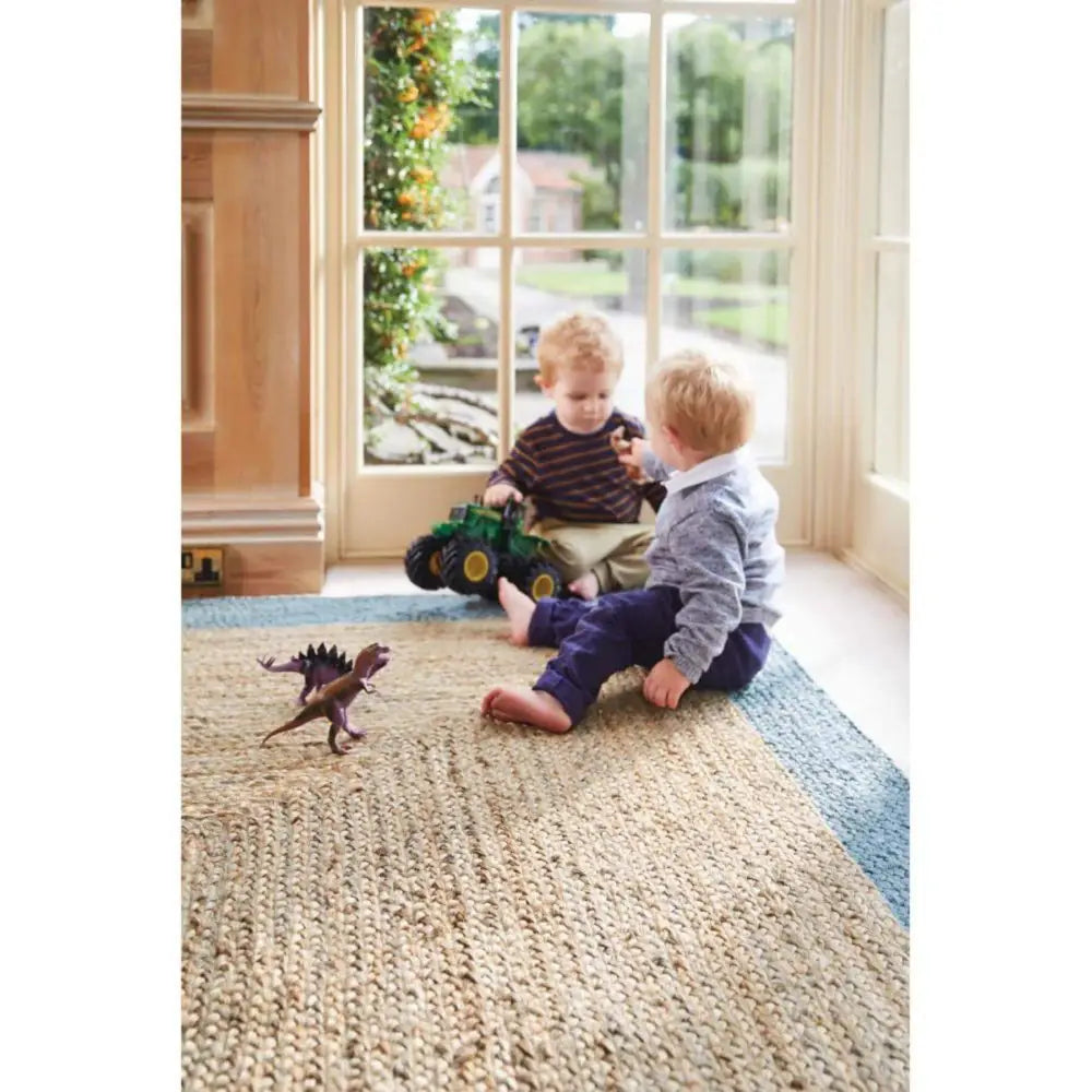 Bordered Duck Egg Blue Jute Rug - Rugs