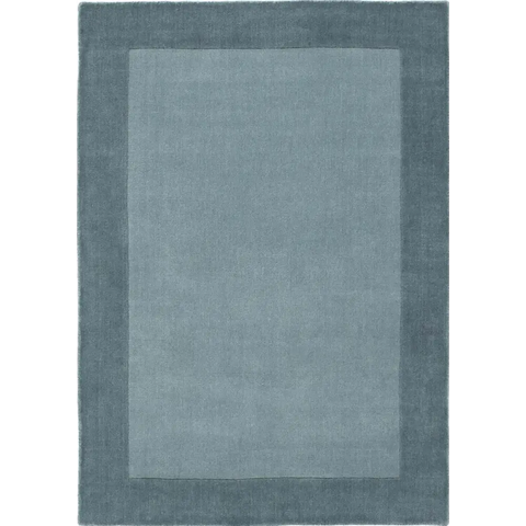Bordered Duck Egg Blue Wool Rug - 80X150 cm - Rugs