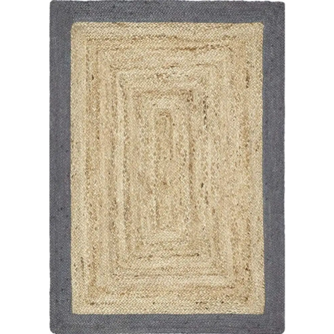 Bordered Grey Jute Rug - 80X150 cm - Rugs