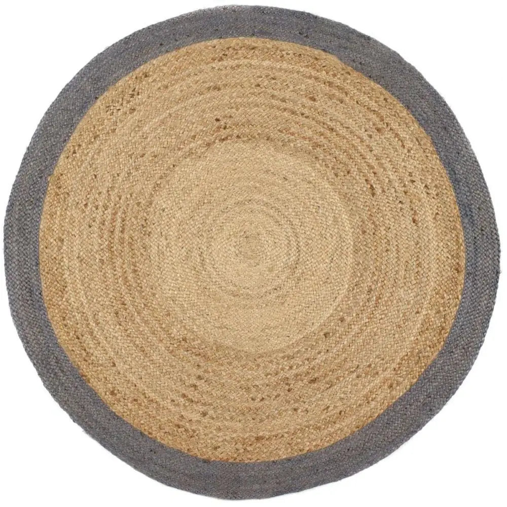 Bordered Grey Jute Rug - Ø 150 cm - Rugs
