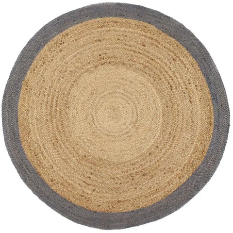 Bordered Grey Jute Rug - Ø 150 cm - Rugs