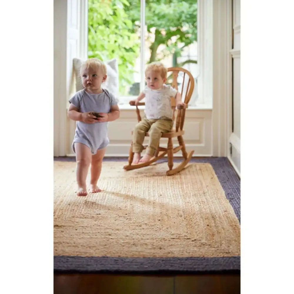 Bordered Grey Jute Rug - Rugs