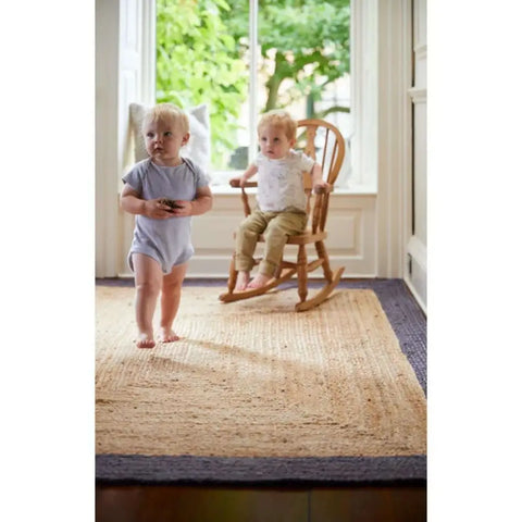 Bordered Grey Jute Rug - Rugs