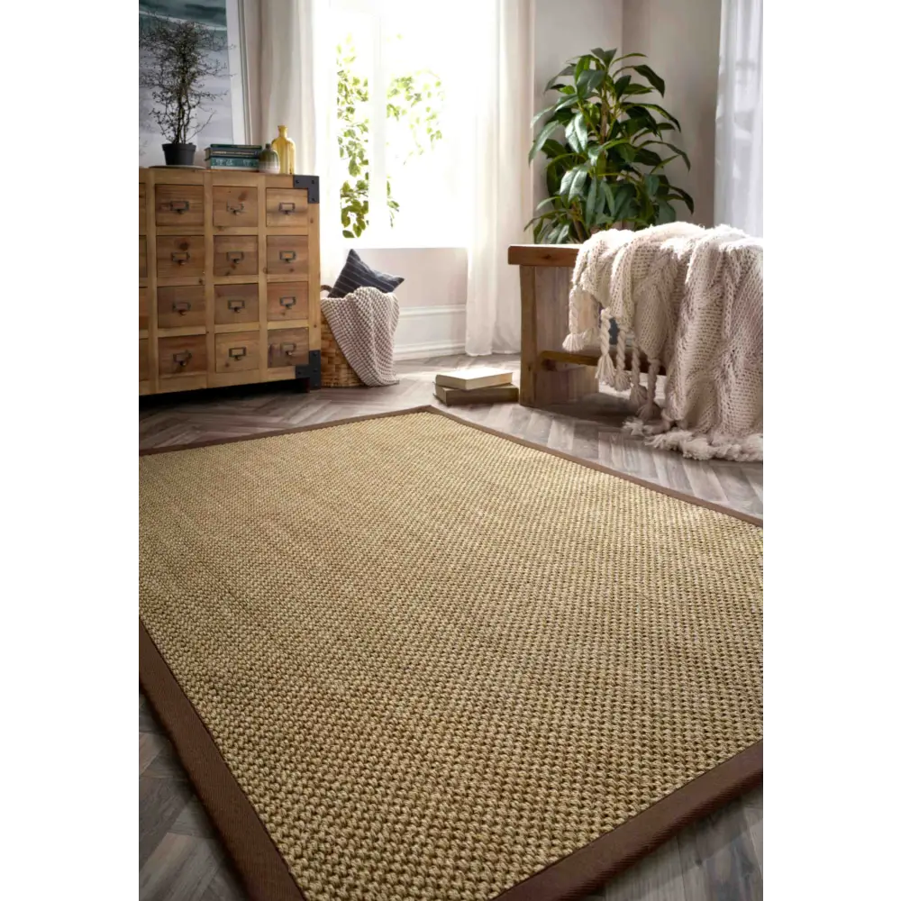 Bordered Natural Non-Slip Sisal Rug - Rugs
