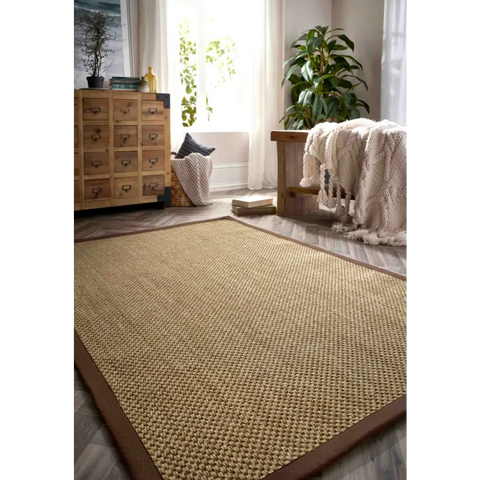 Bordered Natural Non-Slip Sisal Rug - Rugs