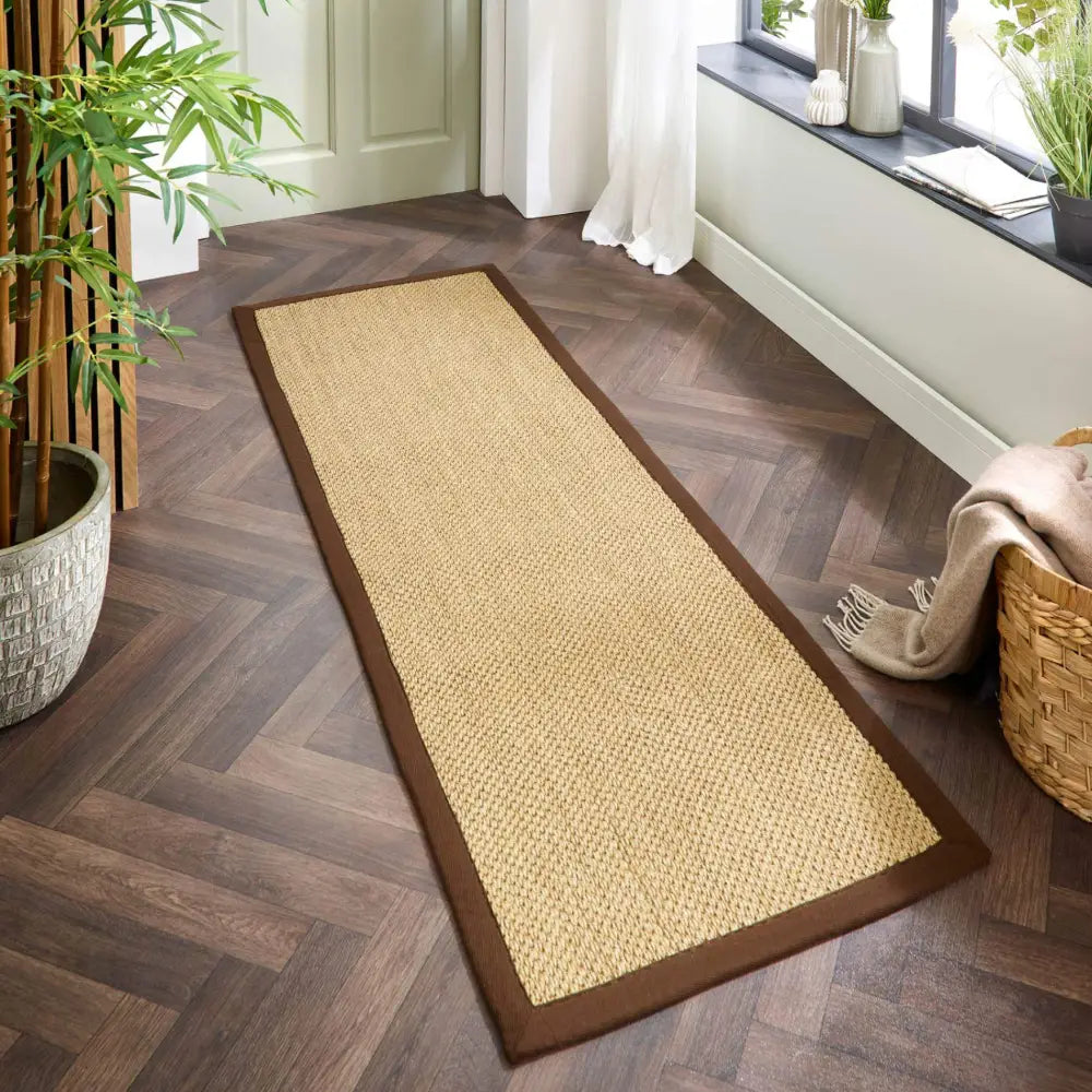 Bordered Natural Non-Slip Sisal Rug - Rugs