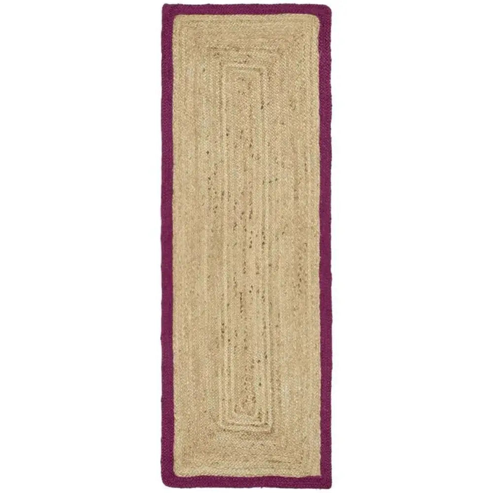 Bordered Raspberry Jute Rug - 67X200 cm - Rugs