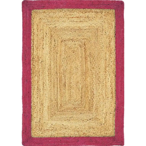 Bordered Raspberry Jute Rug - 80X150 cm - Rugs