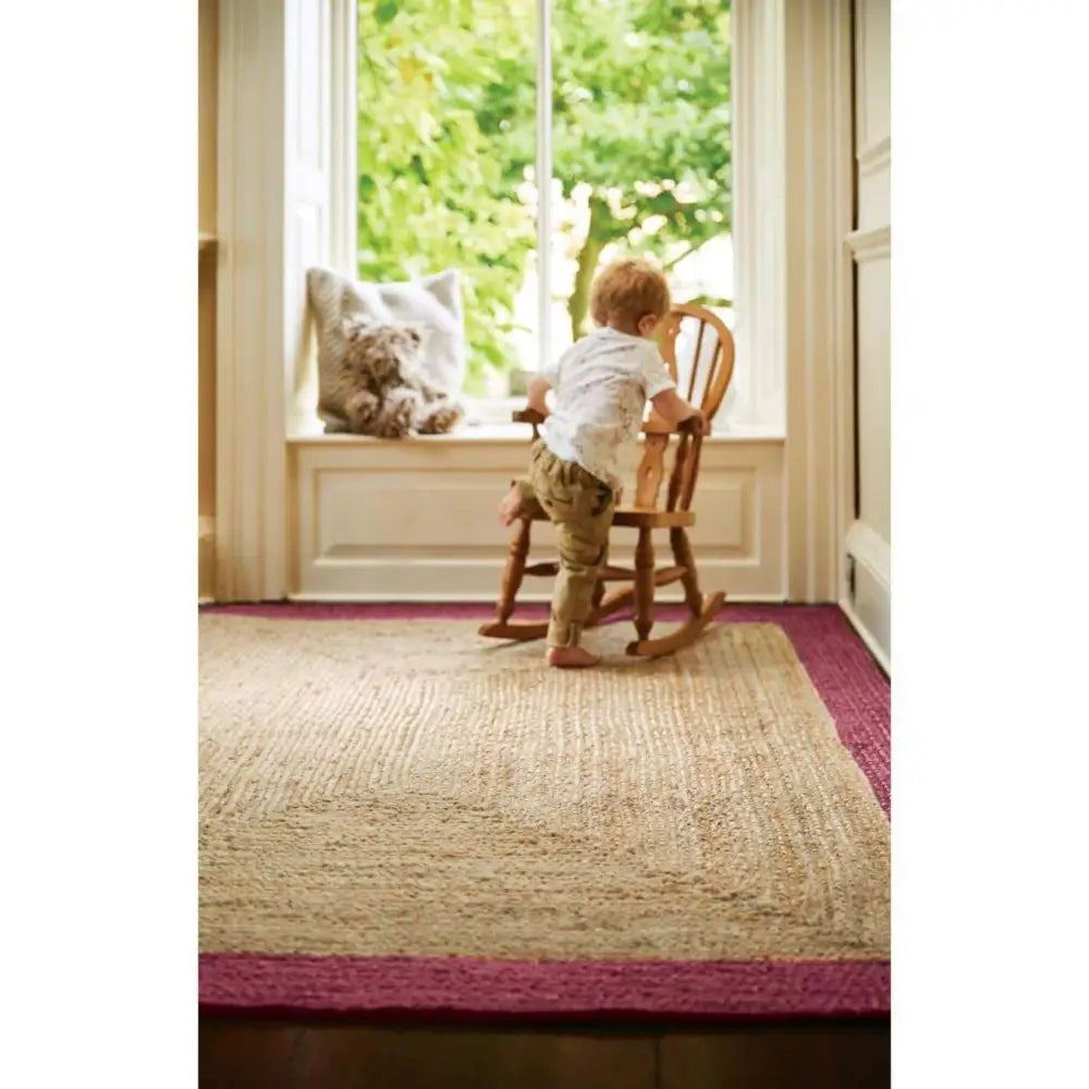 Bordered Raspberry Jute Rug - Rugs