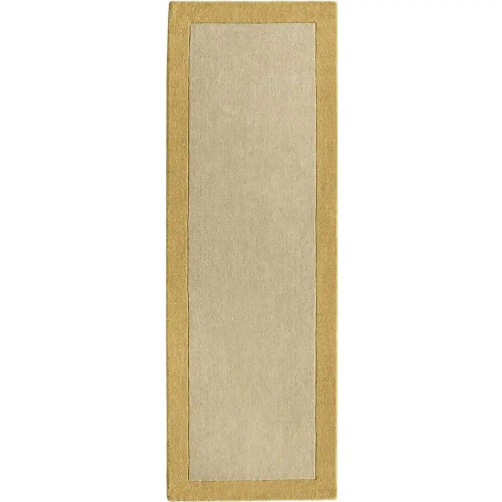 Bordered Yellow Wool Rug - 67X200 cm - Rugs