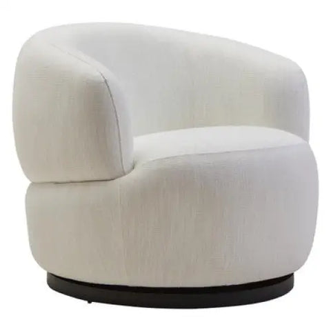 Bordo Textured Cream Curved Swivel Chair - Arm Chair