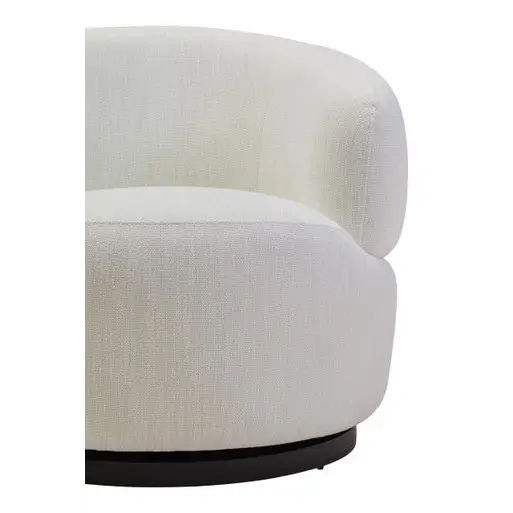 Bordo Textured Cream Curved Swivel Chair - Arm Chair