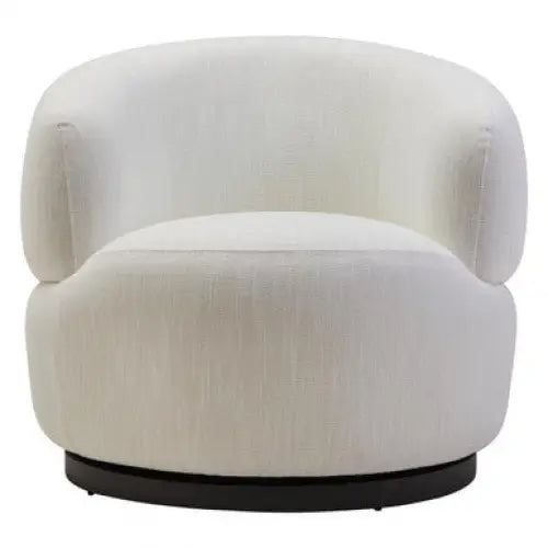 Bordo Textured Cream Curved Swivel Chair - Arm Chair