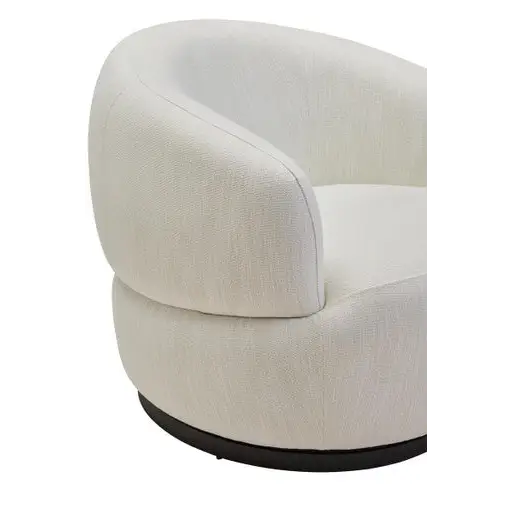Bordo Textured Cream Curved Swivel Chair - Arm Chair