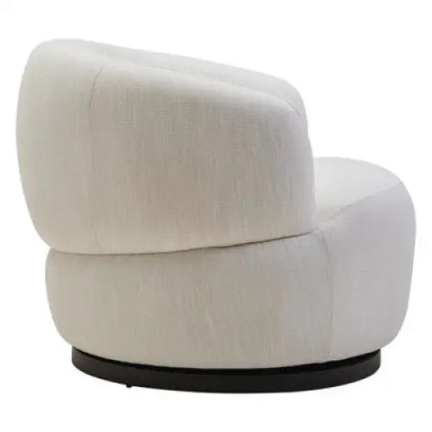 Bordo Textured Cream Curved Swivel Chair - Arm Chair
