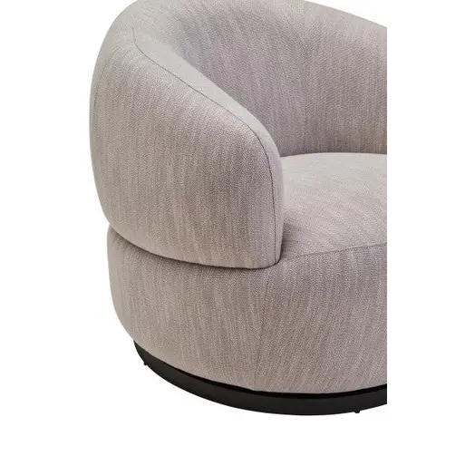 Bordo Textured Grey Curved Swivel Chair - Arm Chair