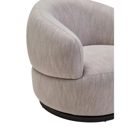 Bordo Textured Grey Curved Swivel Chair - Arm Chair