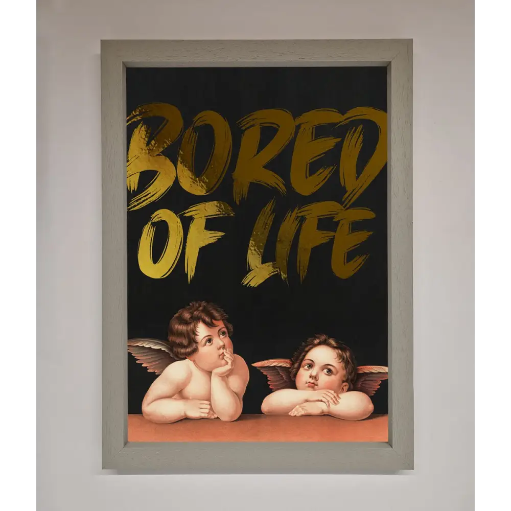 Bored Of Life Foil Print - A3 (29.7 x 42 cm) / Grey - Framed Print