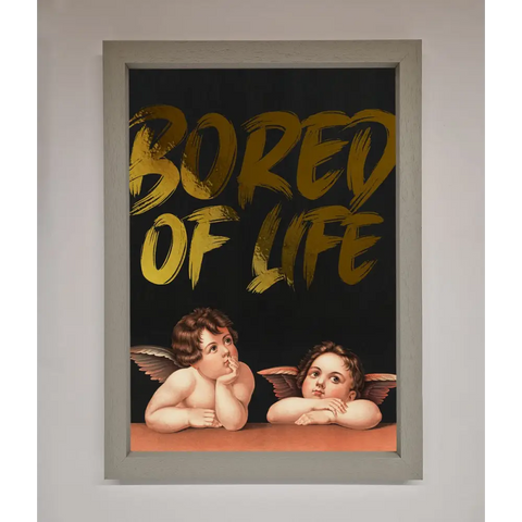 Bored Of Life Foil Print - A3 (29.7 x 42 cm) / Grey - Framed Print