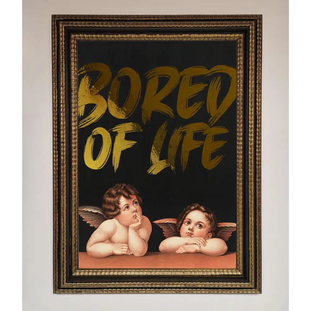 Bored Of Life Foil Print - A3 (29.7 x 42 cm) / Ornate Gold Black - Framed Print