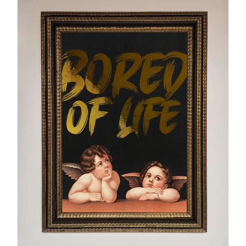 Bored Of Life Foil Print - A3 (29.7 x 42 cm) / Ornate Gold Black - Framed Print