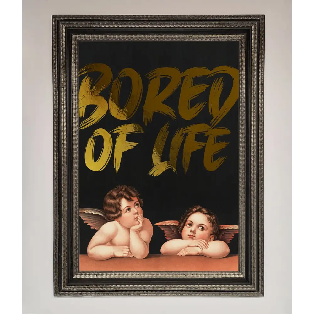 Bored Of Life Foil Print - A3 (29.7 x 42 cm) / Ornate Silver Black - Framed Print
