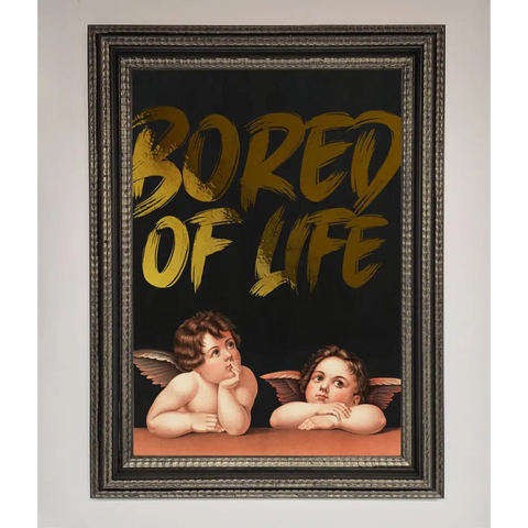 Bored Of Life Foil Print - A3 (29.7 x 42 cm) / Ornate Silver Black - Framed Print