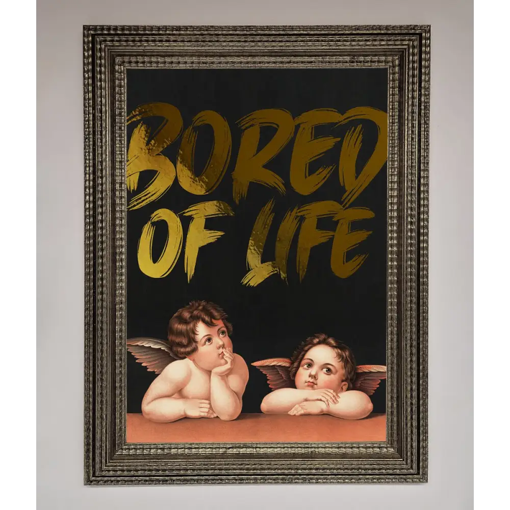 Bored Of Life Foil Print - A3 (29.7 x 42 cm) / Ornate Silver - Framed Print