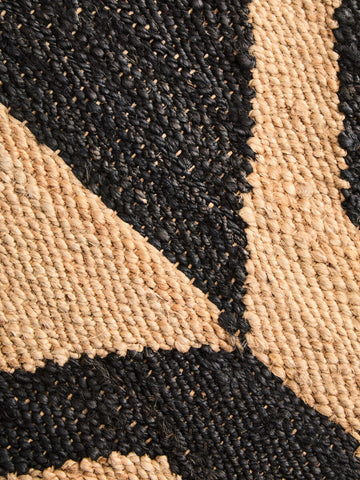 Black and beige geometric woven hemp large rug bosie hemp large rug with durable natural fibers
