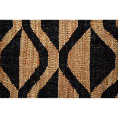 Bosie hemp small rug black and tan geometric patterned woven hemp small rug perfect as a small rug option