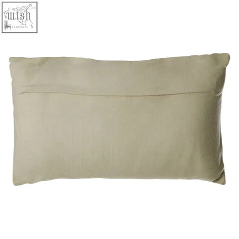 Beige rectangular bosie kensington townhouse ivory silver cushion with subtle textured fabric finish