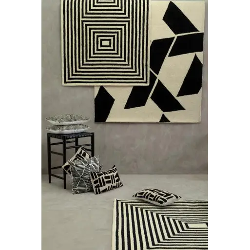 Bosie Milana Large Black and White Geometric Rug - home-textiles