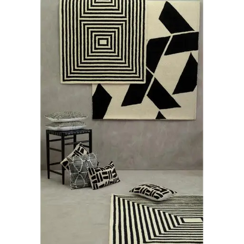 Bosie Milana Large Black and White Geometric Rug - home-textiles