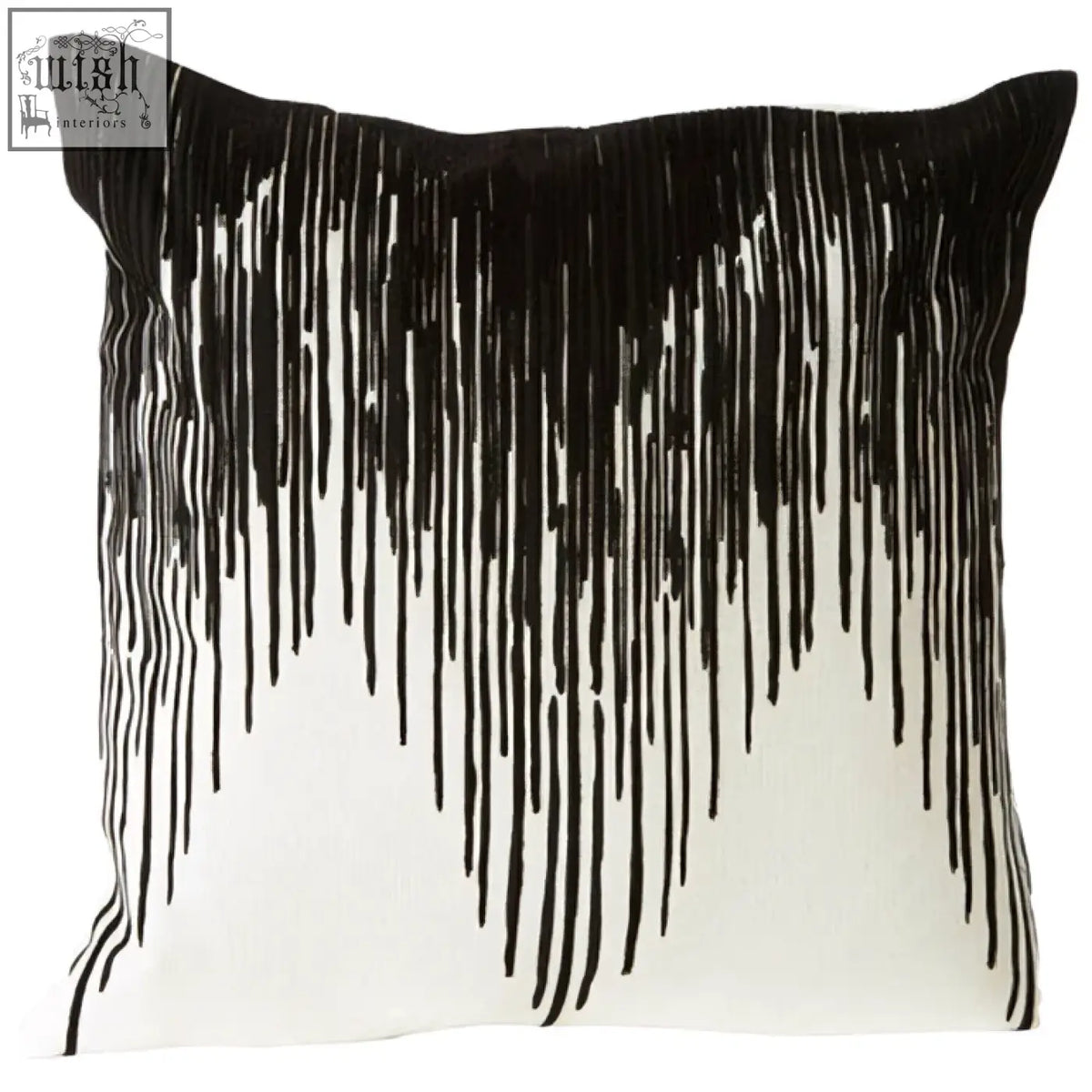 Bosie ozella black and white embroidered cushion with abstract drip pattern perfect for stylish throw pillows