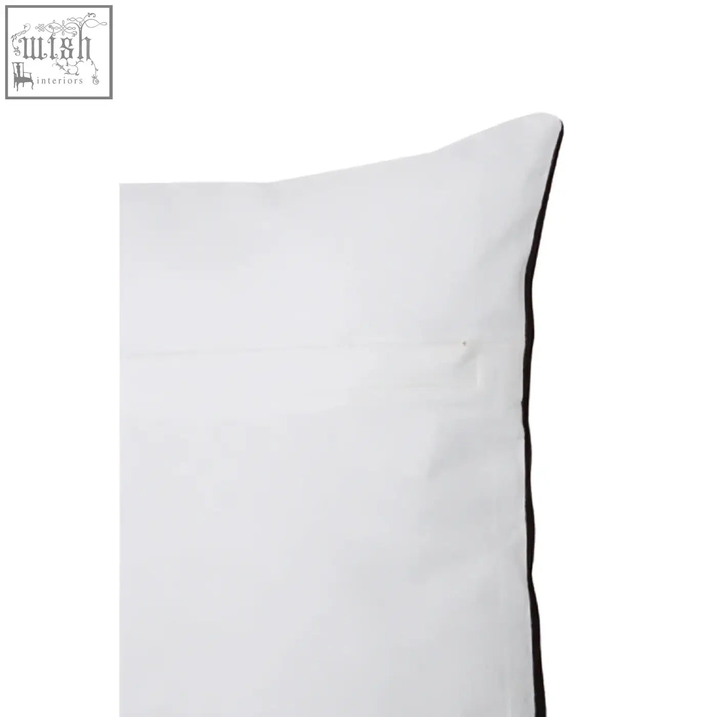 White pillow with black trim edge from bosie ozella black and white semi circular design cushion collection