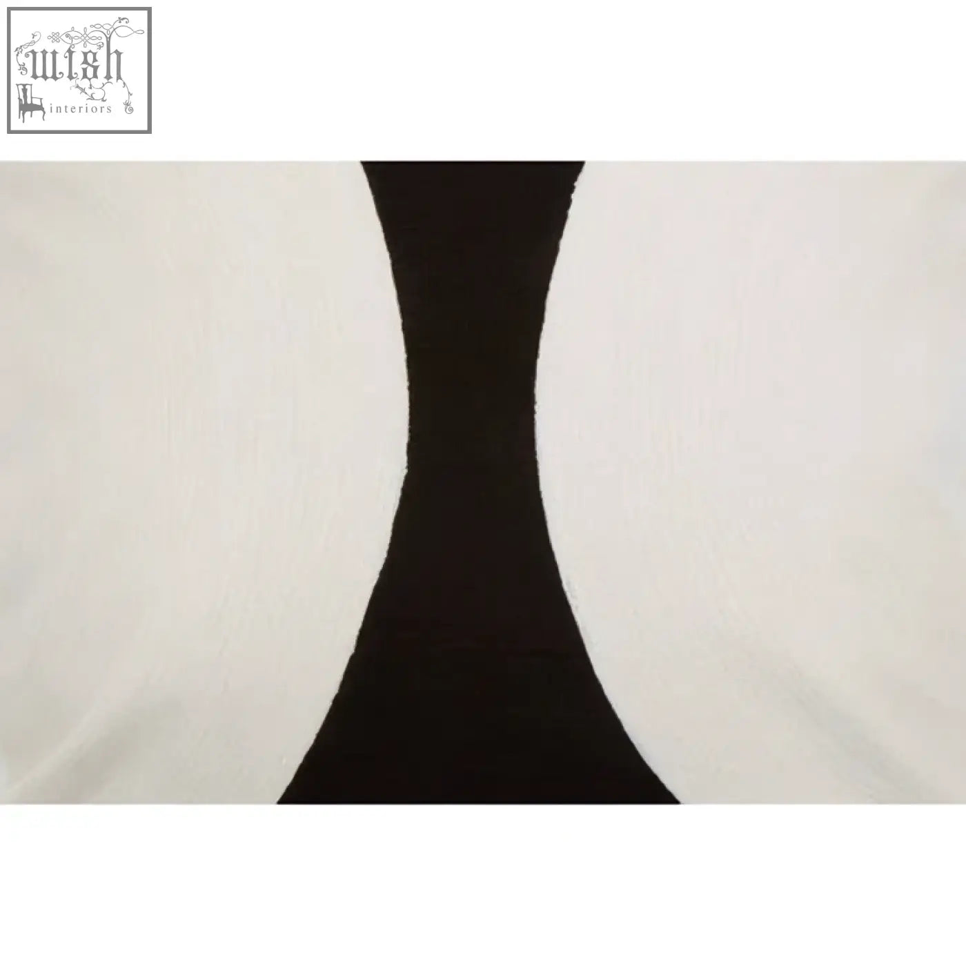 Bosie ozella black and white semi circular cushion with a bold symmetrical central stripe minimalist fabric design