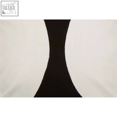 Bosie ozella black and white semi circular cushion with a bold symmetrical central stripe minimalist fabric design
