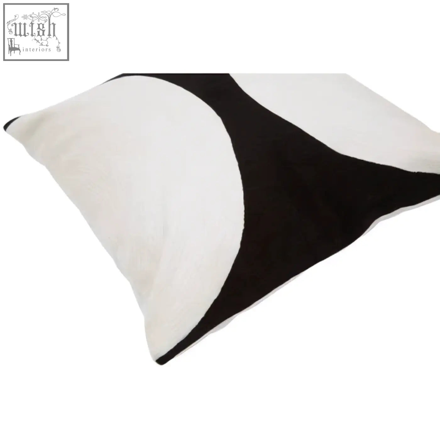 Bosie ozella black and white semi circular design cushion with abstract pattern and soft plush texture throw pillow