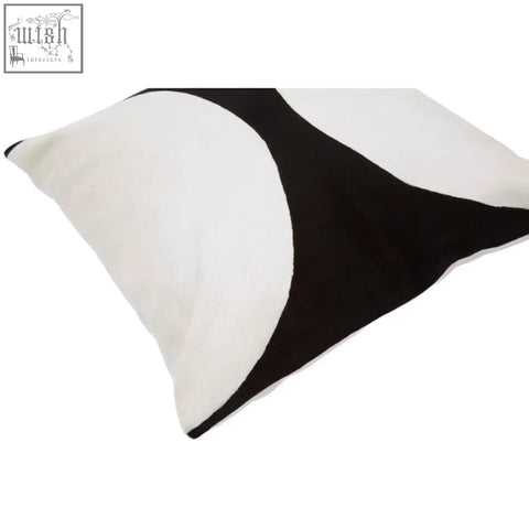 Bosie ozella black and white semi circular design cushion with abstract pattern and soft plush texture throw pillow