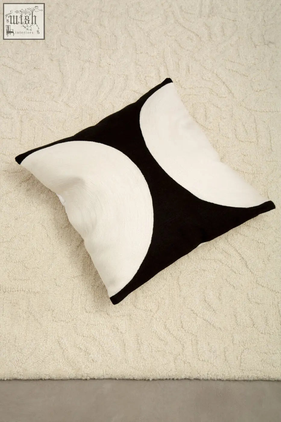 Bosie ozella black and white semi circular design cushion with bold curved shapes for stylish home decor
