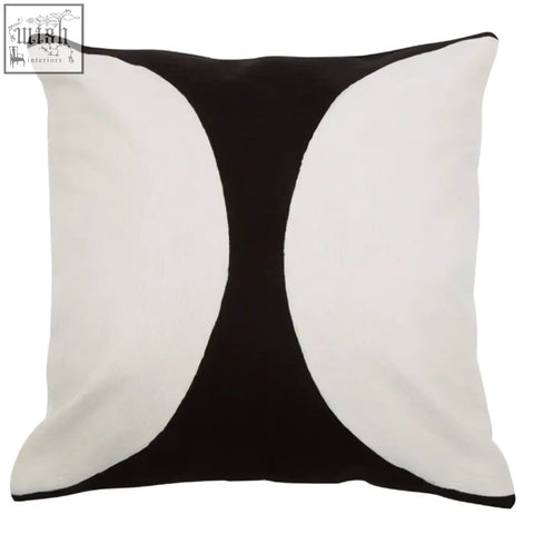 Bosie ozella black and white semi circular design cushion with bold curved geometric pattern for stylish decor