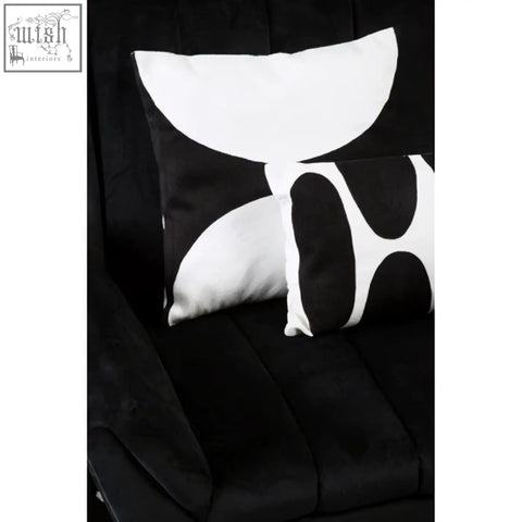 Bosie ozella black and white semi circular design cushion with abstract patterned throw pillow in monochrome style
