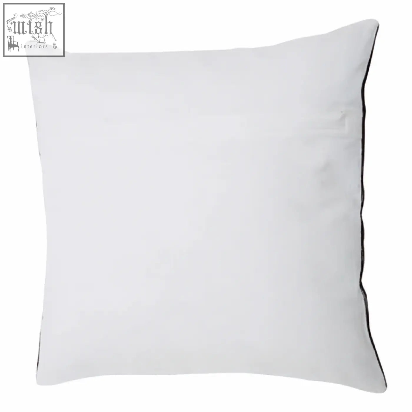 White square pillow with subtle black piping edges from bosie ozella black and white semi circular design cushion
