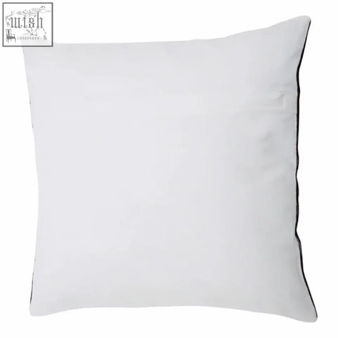 White square pillow with subtle black piping edges from bosie ozella black and white semi circular design cushion