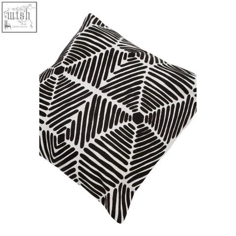 Bosie ozella black and white square embroidered cushion featuring a geometric patterned throw pillow design