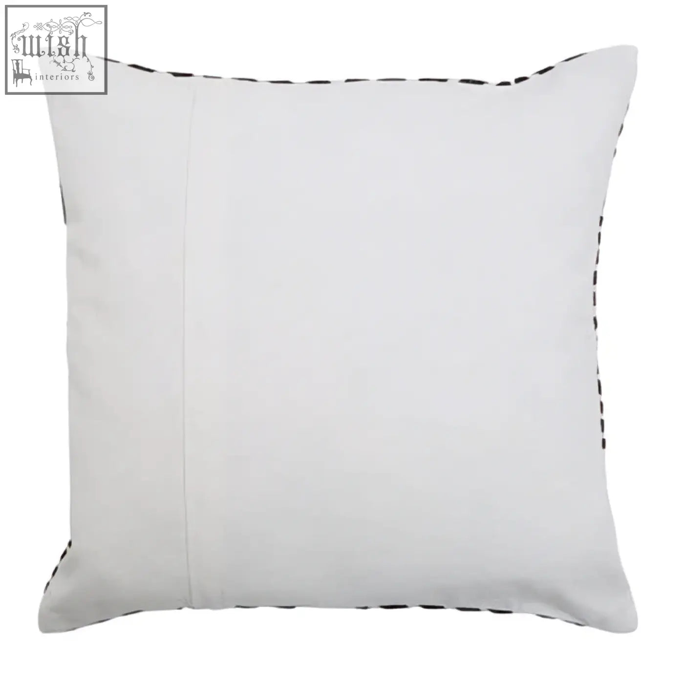 White square embroidered cushion with black stitched trim bosie ozella black and white square embroidered cushion